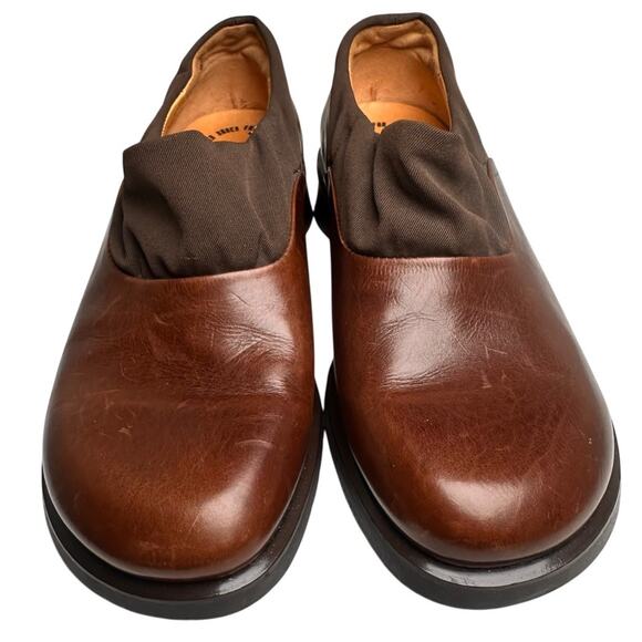 Think! Shoes Womens 6 Sz 36 Brown Leather Slip On Clogs Loafers Comfort Career - Picture 13 of 16
